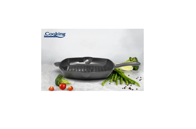 Tigaie Grill Heinner Marble Grey Fonta Emailata 26.5x4.5cm